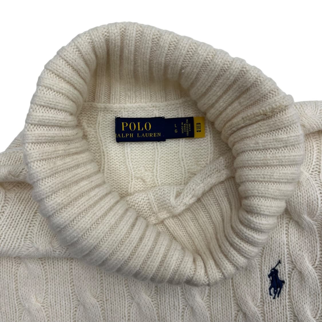 폴로 랄프로렌 네이비포니 아이보리 터틀넥 꽈배기 니트 L 상품이미지5