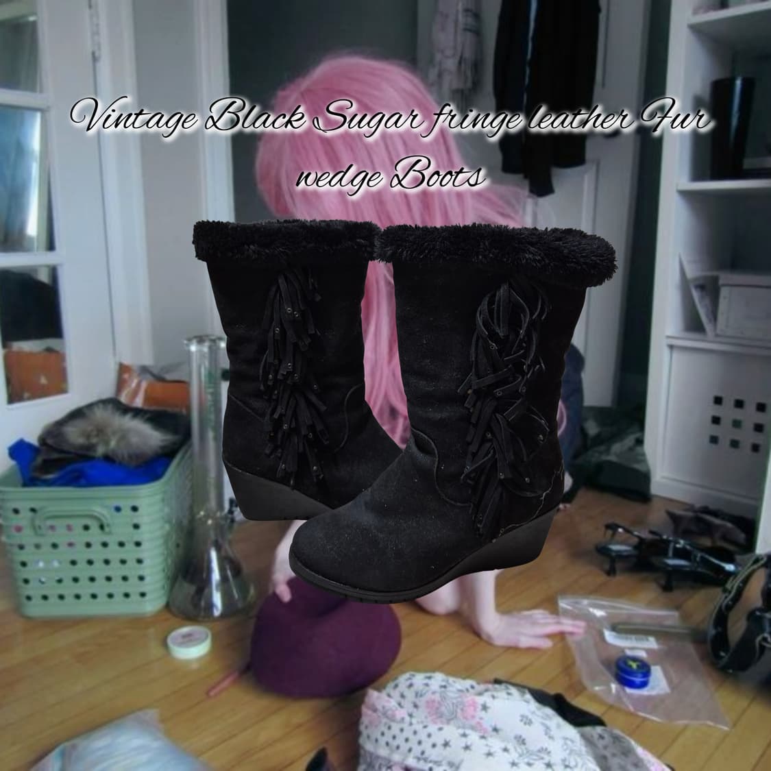 Vintage Black Sugar fringe leather Fur 상품이미지1