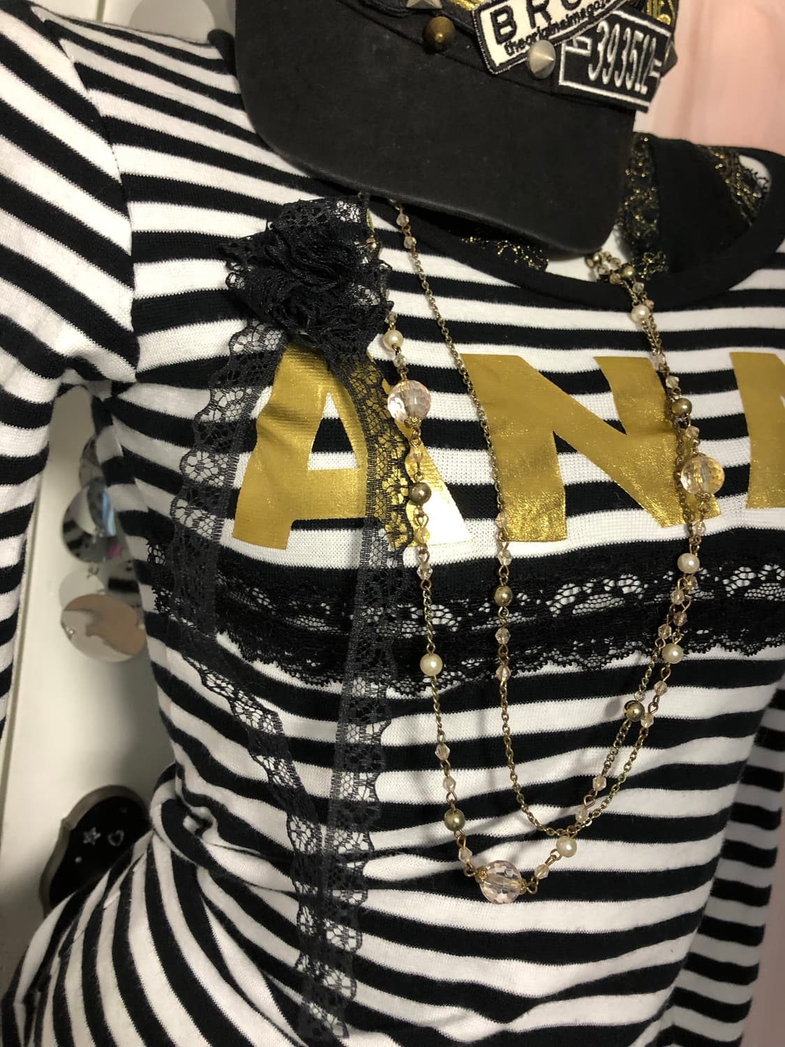 black lace stripe top 상품이미지3