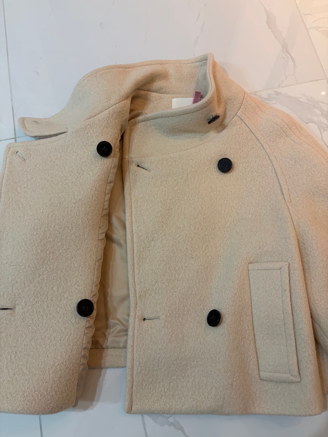 Le 르 알파카 하이넥 코트 자켓 크림색 상품이미지4