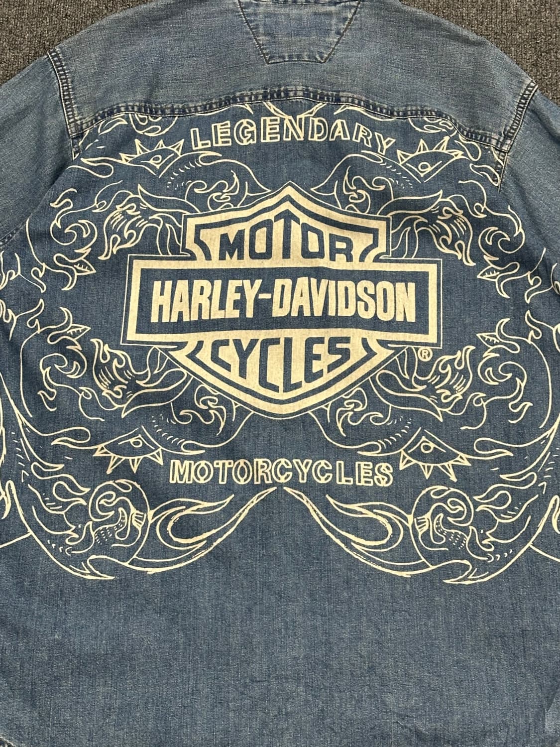 M)할리데이비슨 vintage 백프린팅 데님 긴팔셔츠 상품이미지5