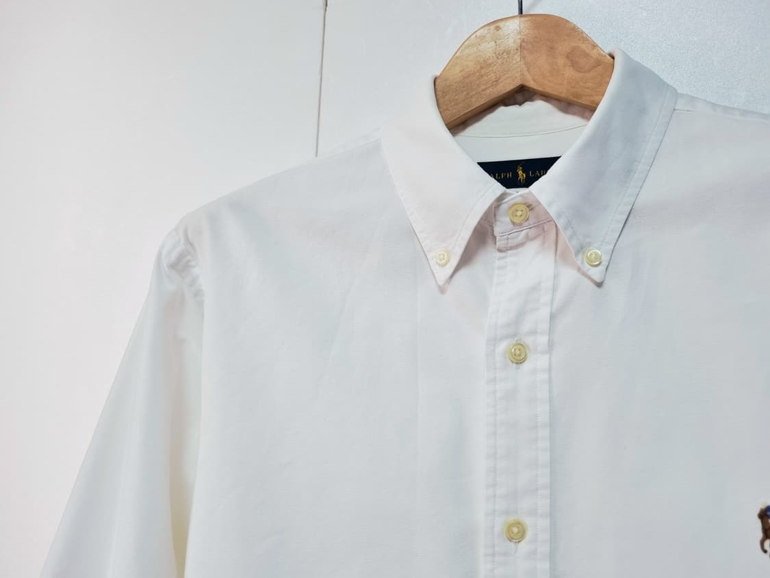 남성 QR 폴로 화이트 흰색 옥스퍼드 긴팔 남방 셔츠 상품이미지2