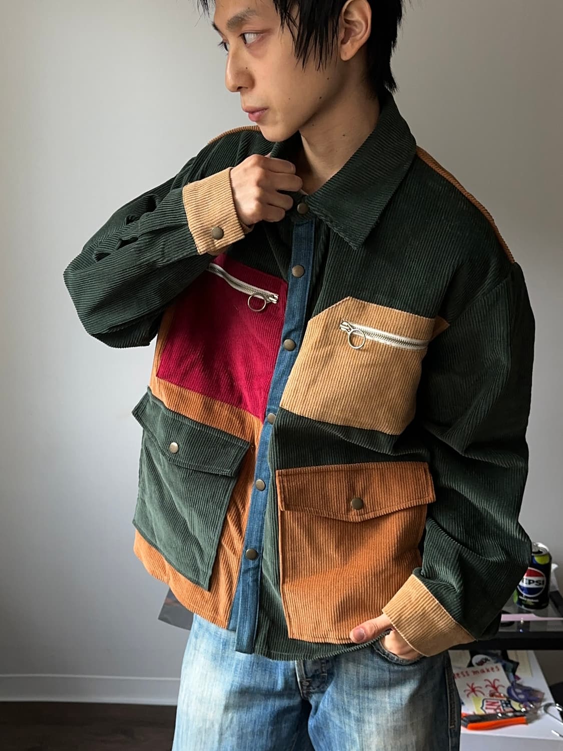 Quietest 컬러 블록 코듀로이 자켓 상품이미지2