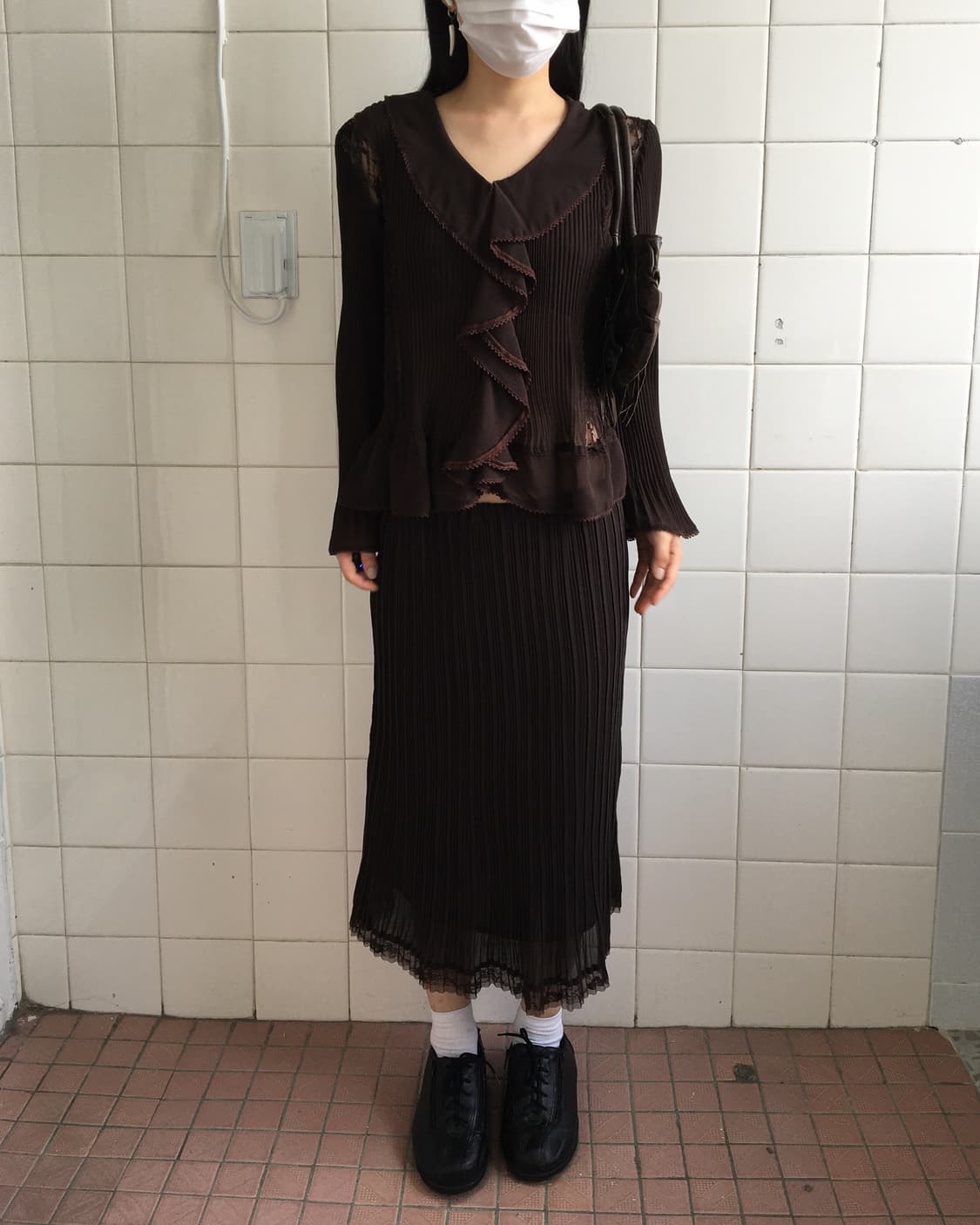 Lace trimming pleats caridgan 상품이미지9