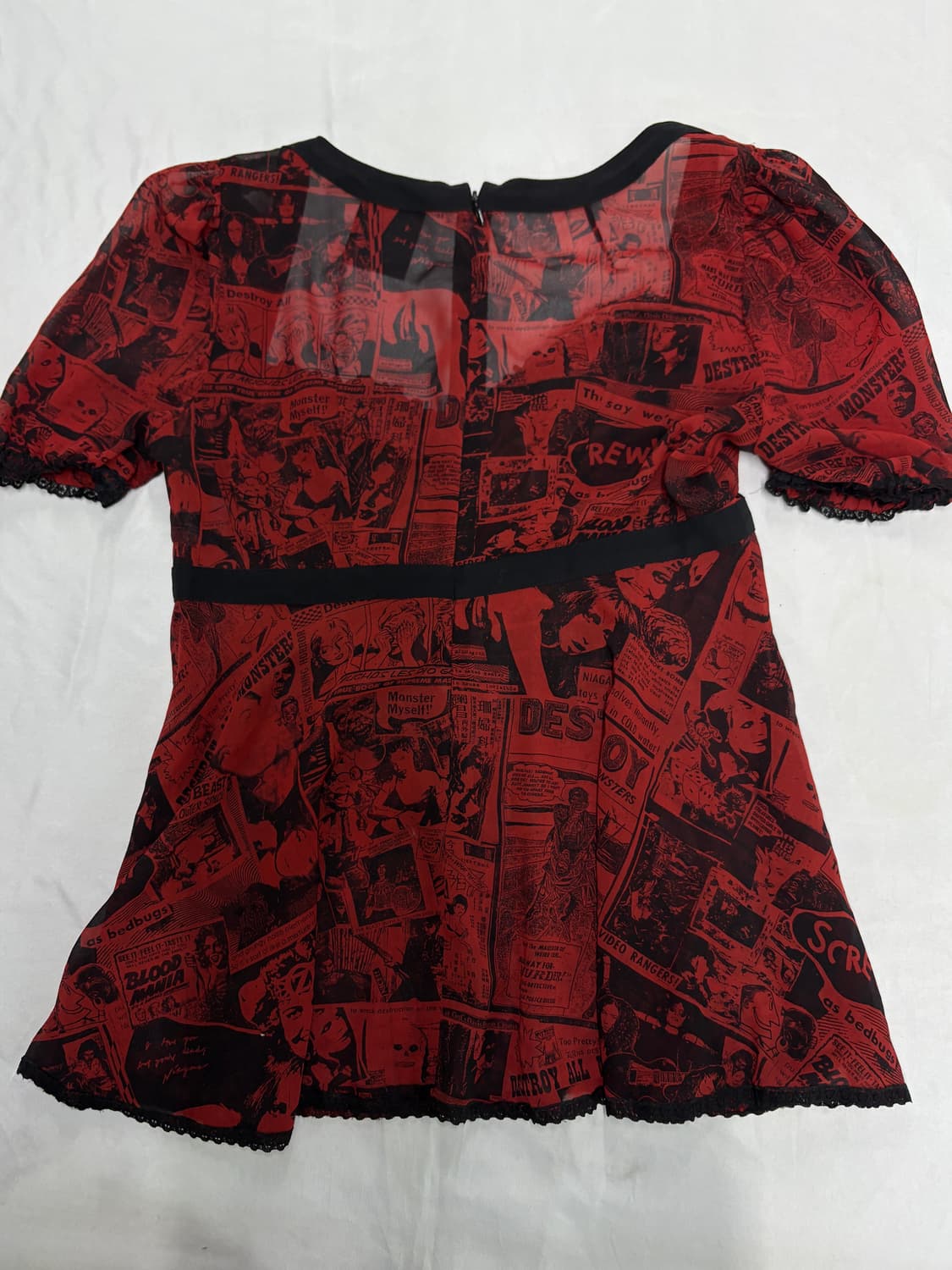 히스테릭글래머 레드 반팔 블라우스 상품이미지2