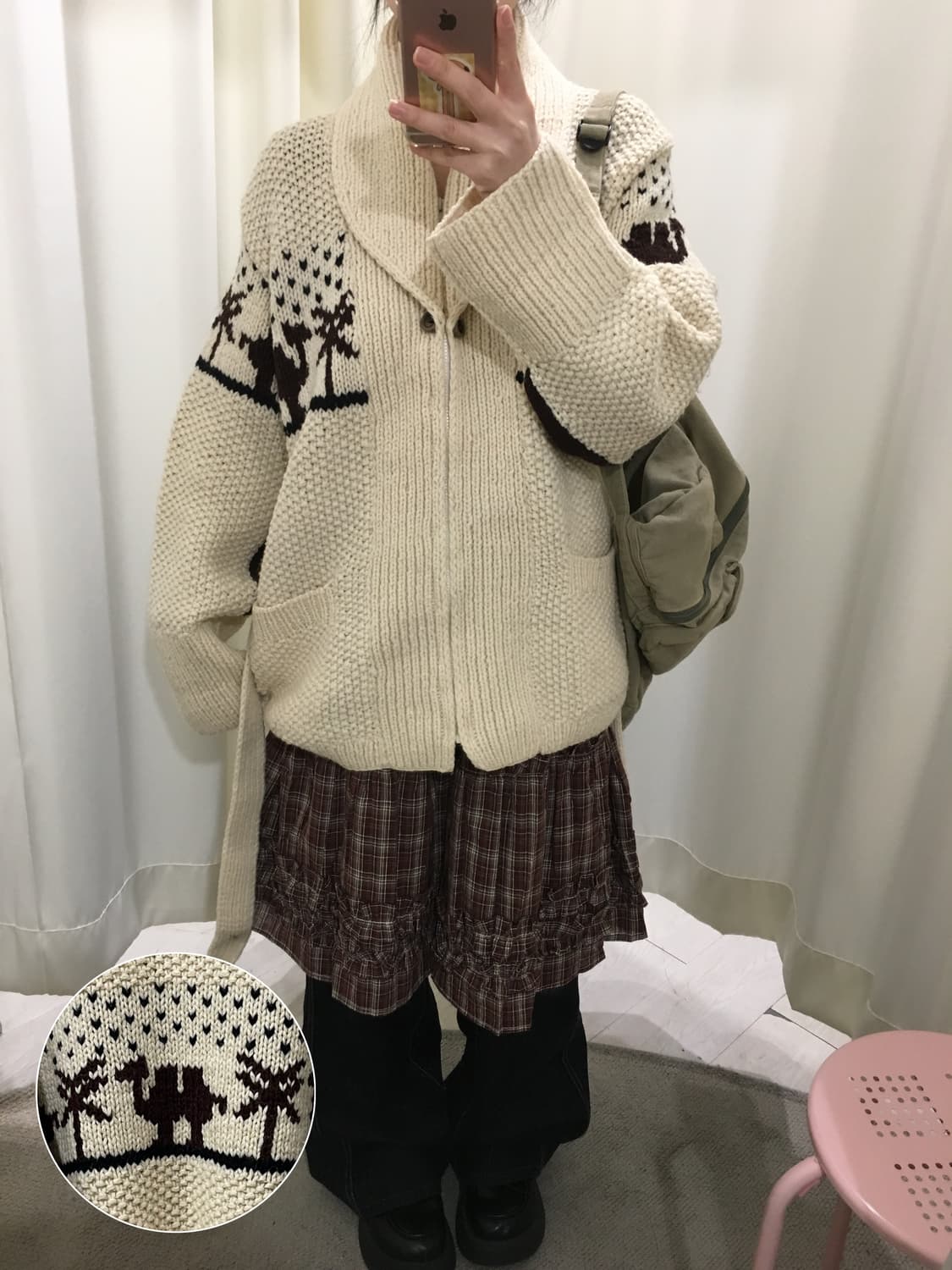 오버핏 노르딕 숄카라 니트 집업 상품이미지1