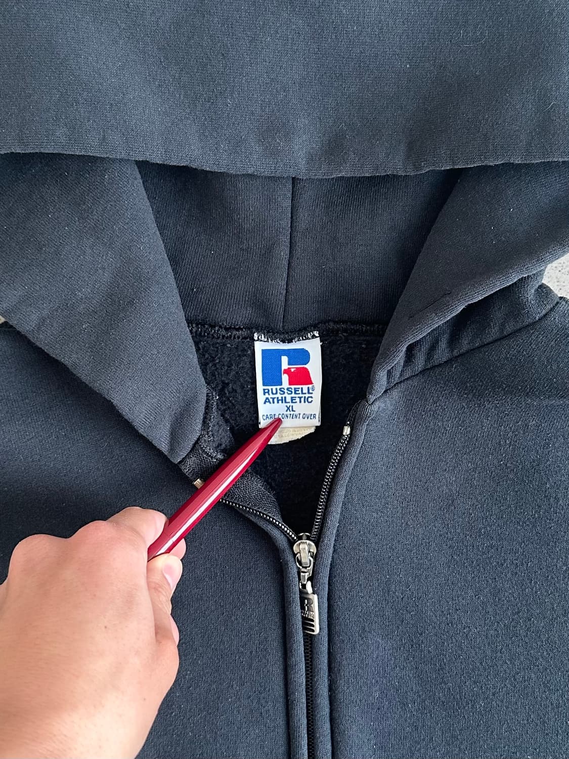 90s 빈티지 러셀 후드집업 블랙 XL 상품이미지5