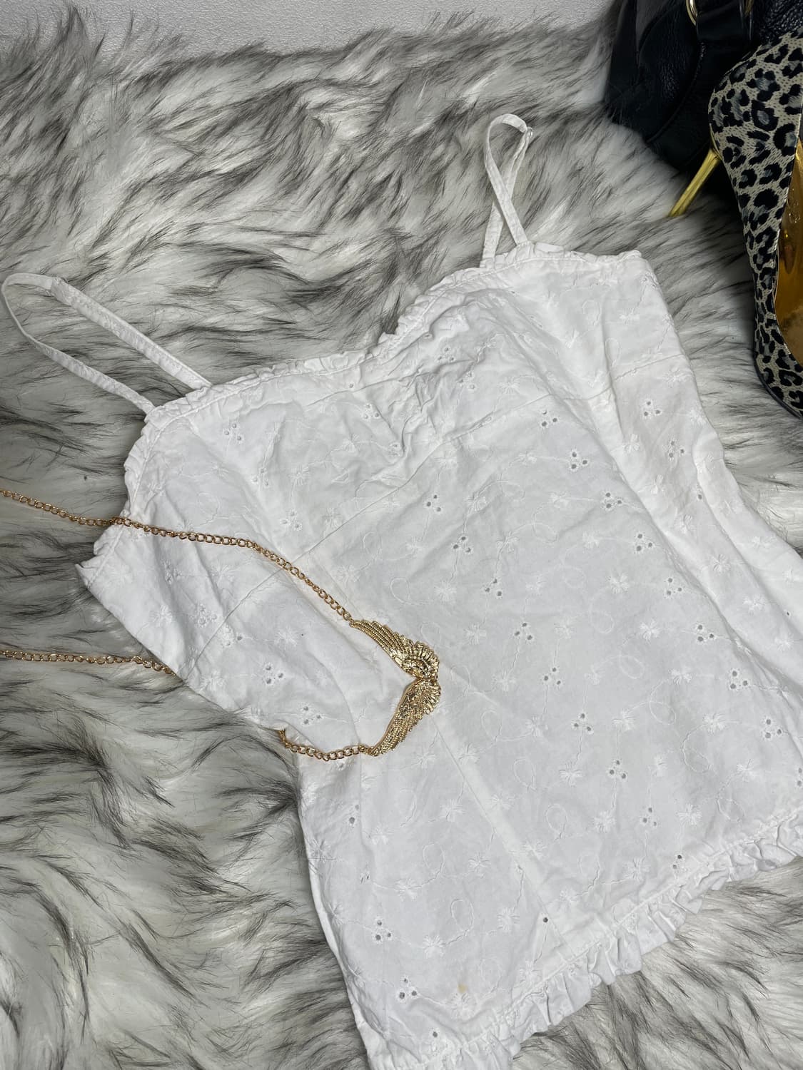 러블리 데님 프릴 베스트 펀칭 나시 세트 (2pcs) 상품이미지4