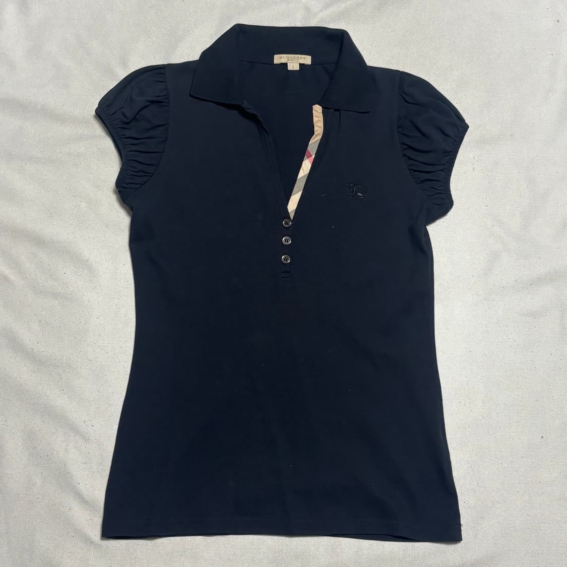 S 버버리 여성용 블랙 카라 반팔티 상품이미지2