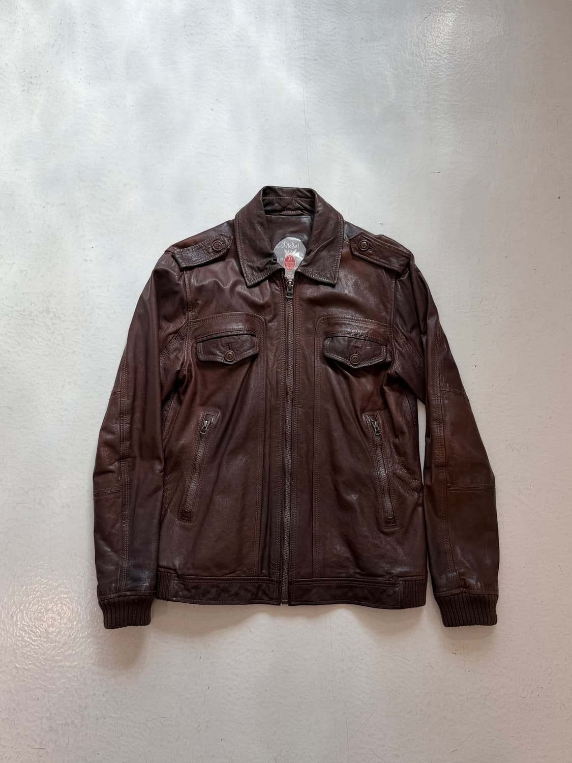 Diesel 브라운 레더 재킷 상품이미지1