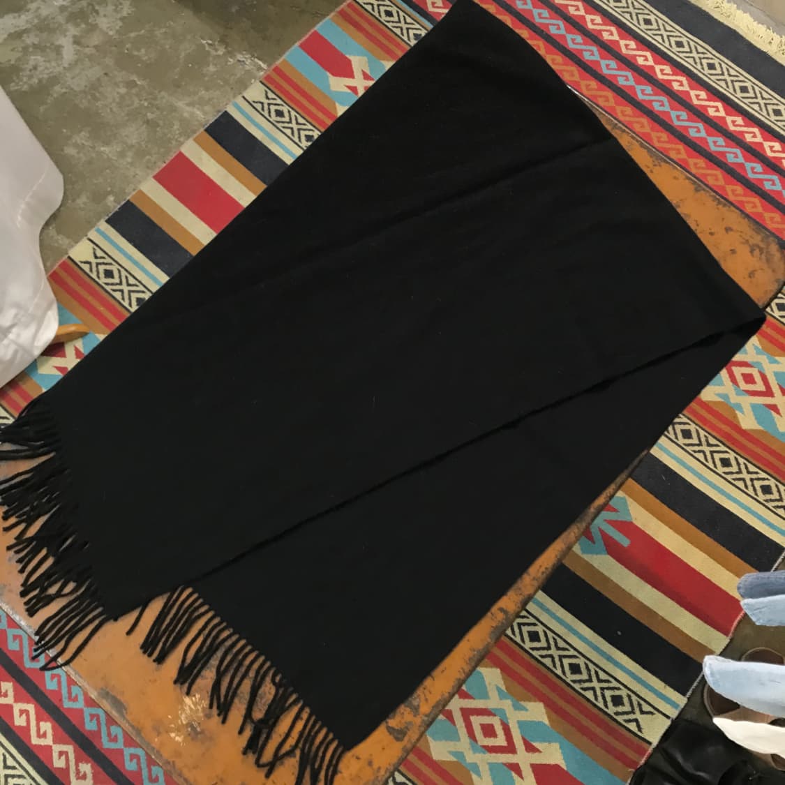 VTG 빈티지 블랙 울 빅 머플러 남녀공용 상품이미지3