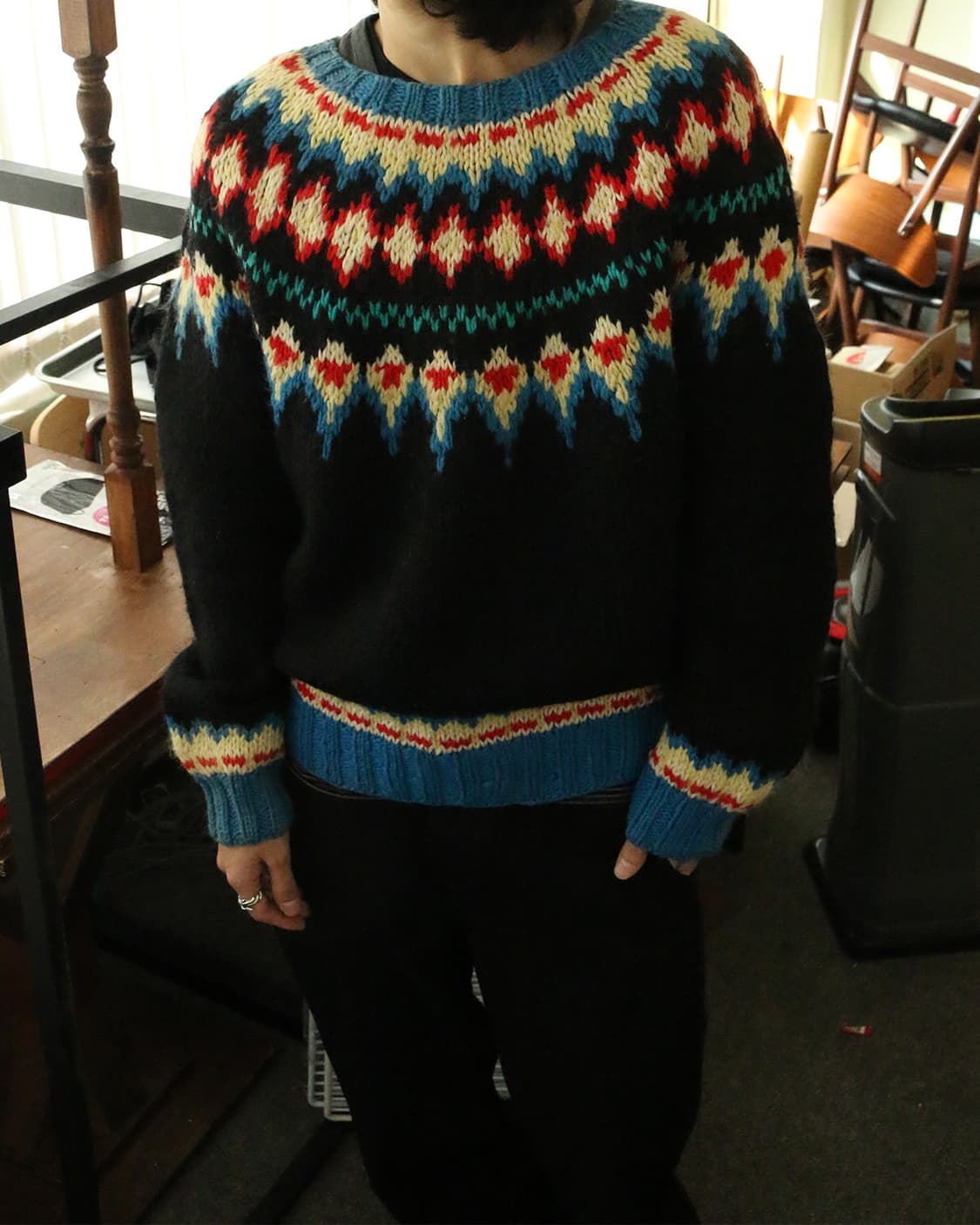 80s 핸드니팅 울 페어아일 스웨터 상품이미지2