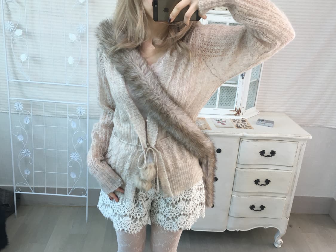 일본빈티지 핑크베이지 페어리가디건 상품이미지1