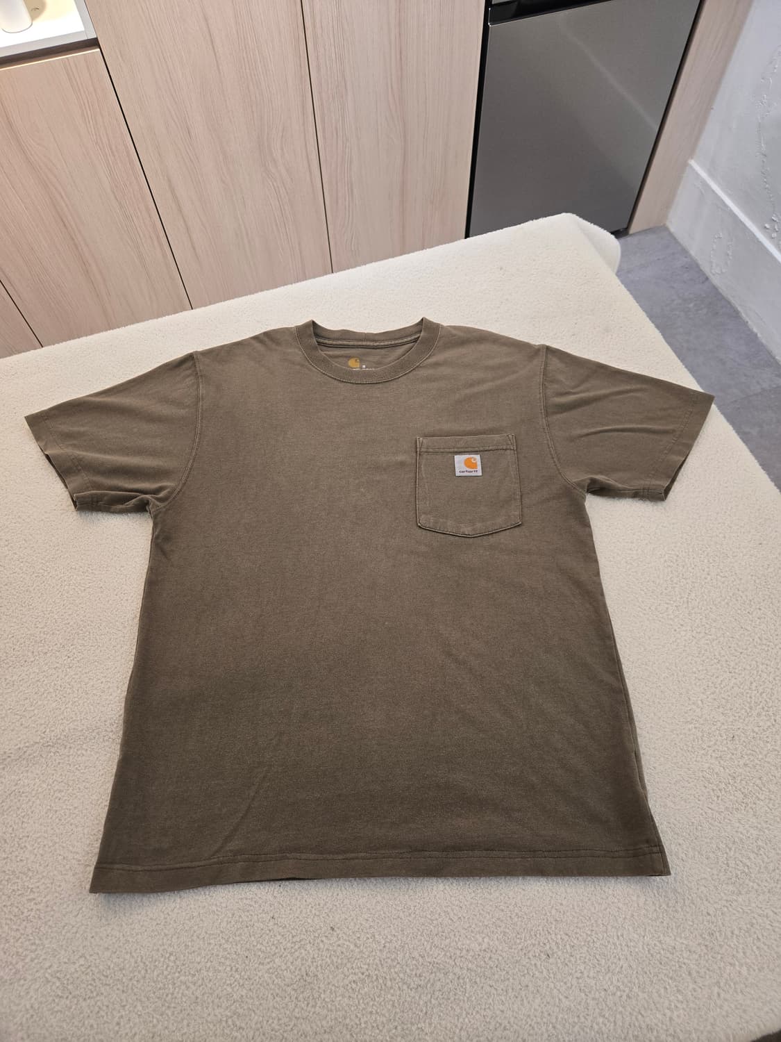 맛있게 익은 칼하트 포켓 반팔 티셔츠 카키 S 상품이미지2