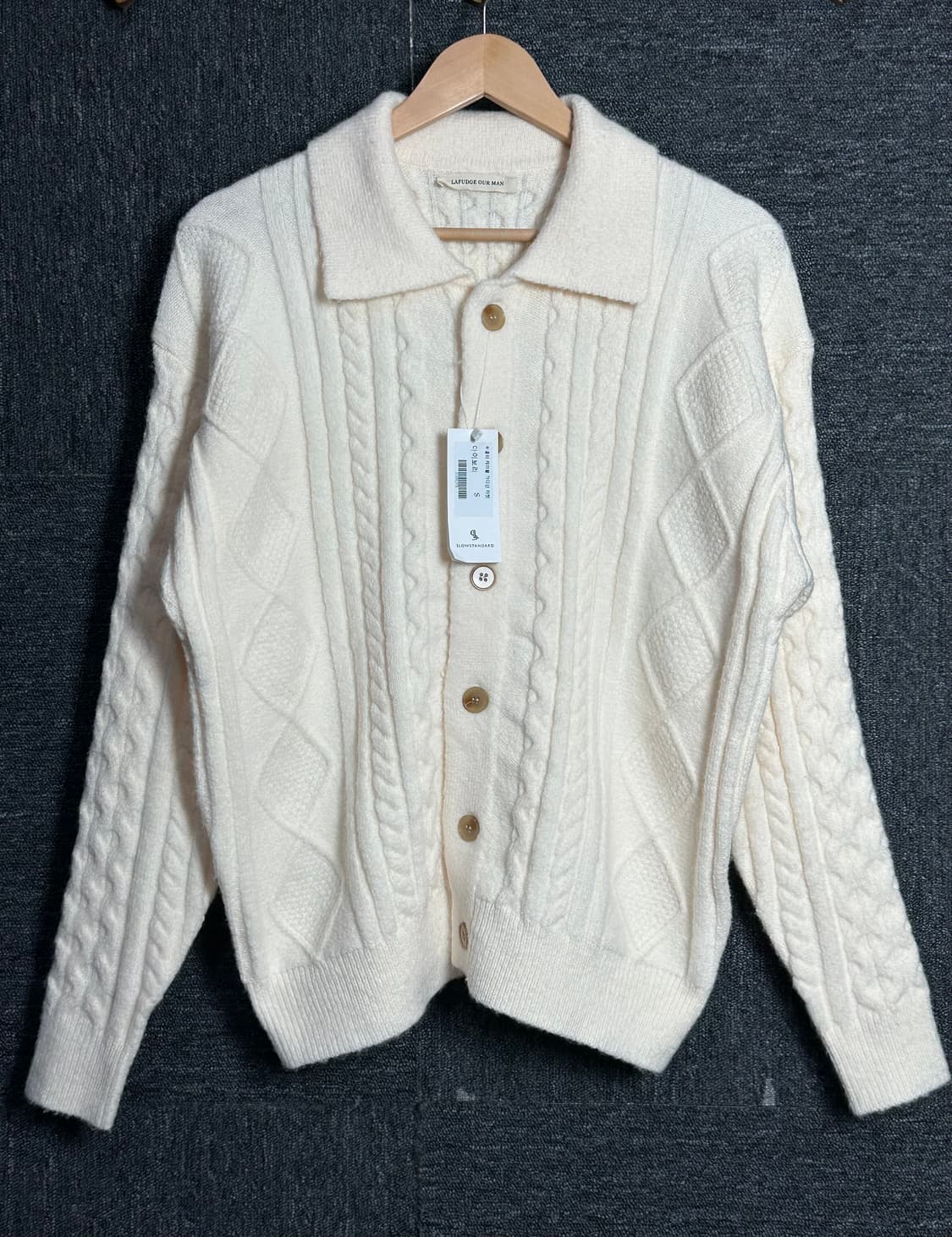 LAFUDGE OUR MAN 아이보리 니트 가디건 S 상품이미지1