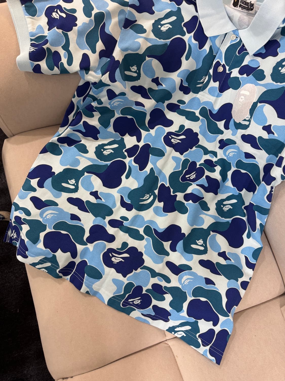 Bape ABC 카모 카라 반팔티 L 상품이미지3