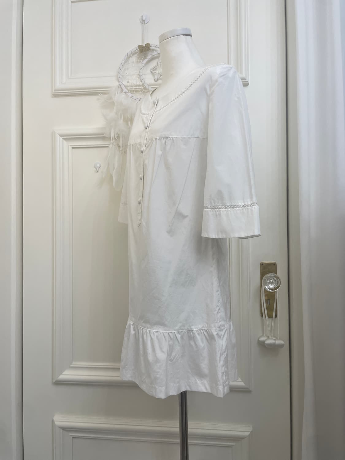 ROPE white shirring button point cute op 상품이미지2