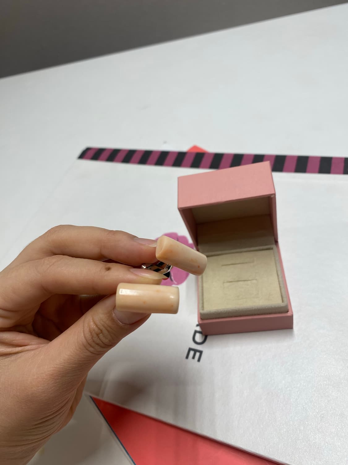 리얼 산호석 커프스 버튼 세트 상품이미지5