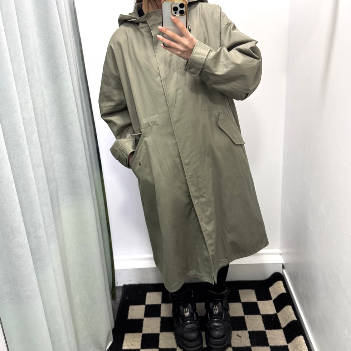 어스뮤직앤에콜로지 카키 후드 피시테일 자켓 상품이미지2