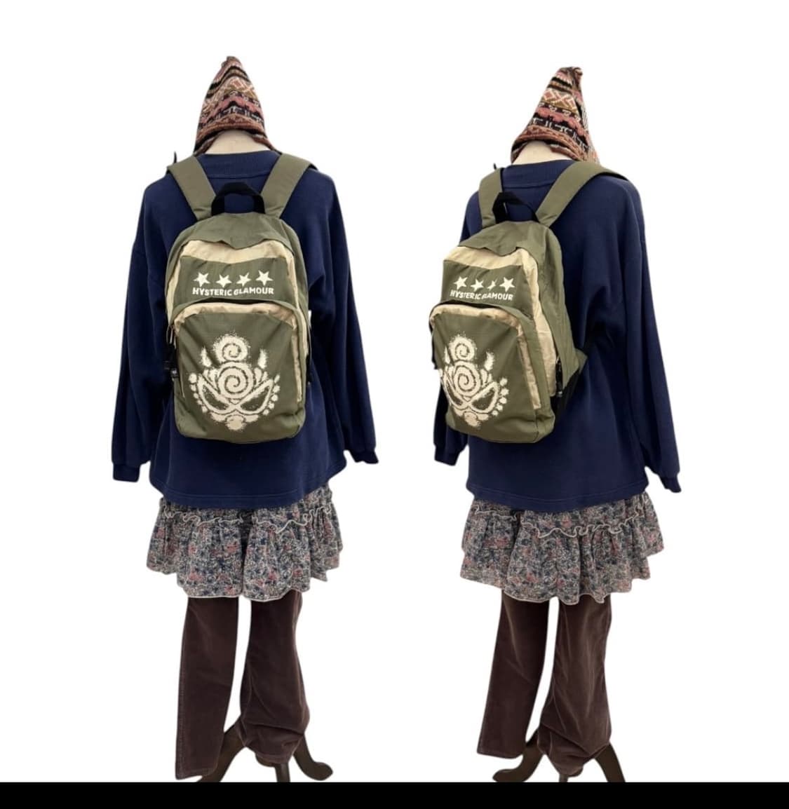 히스테릭글래머 나일론 립스탑 백팩 카키 상품이미지3