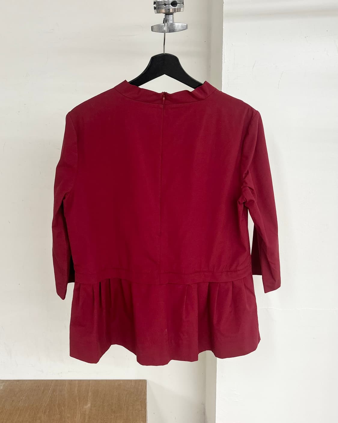 마르니 레드 3/4 소매 모의 목탑 블라우스 상품이미지6