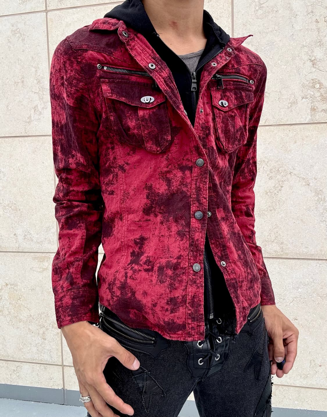 00’s Archive Red Bleach Layered Jacket 상품이미지8