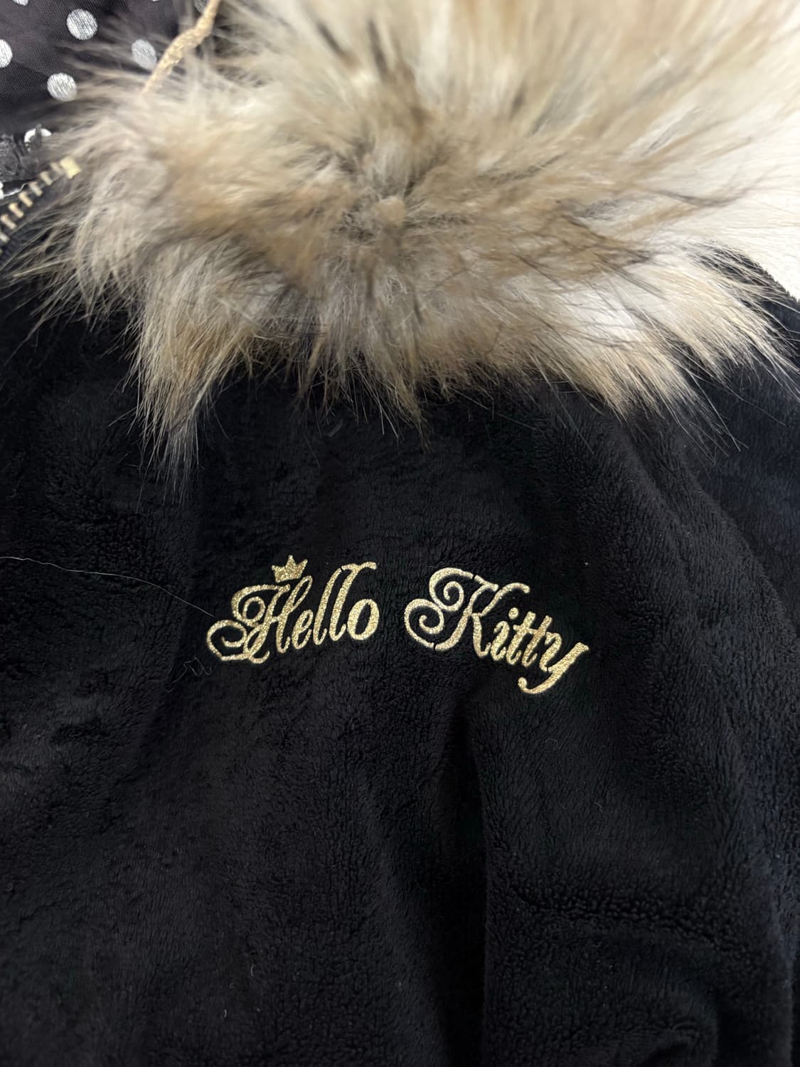 벨벳 골드 키티 퍼 후드집업 상품이미지3