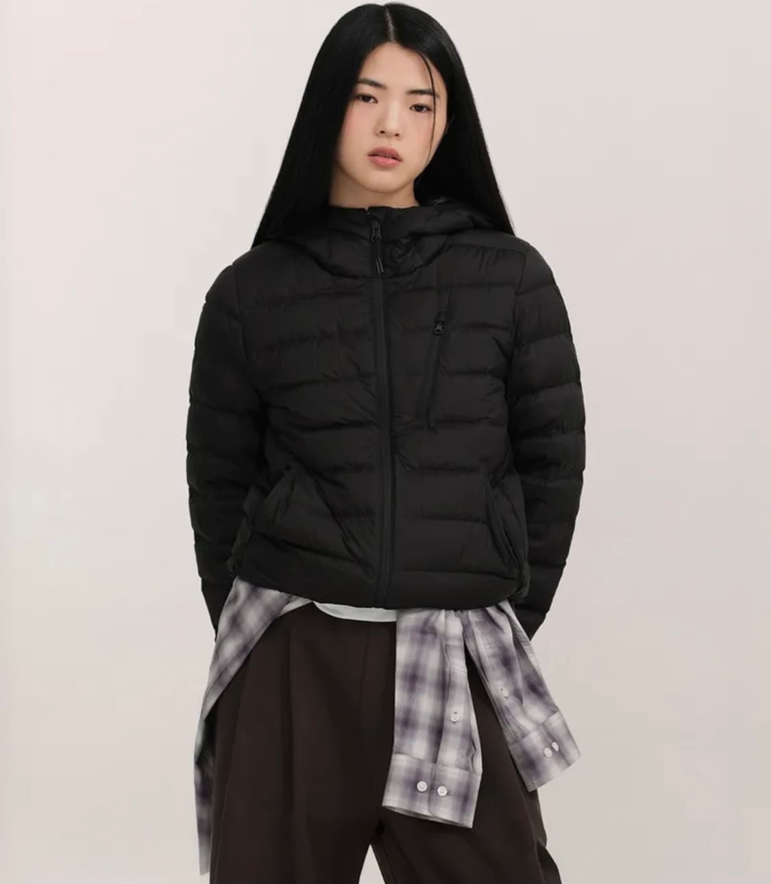 (S)무탠다드 시티 레저 후디드 라이트 다운재킷 블랙 상품이미지1