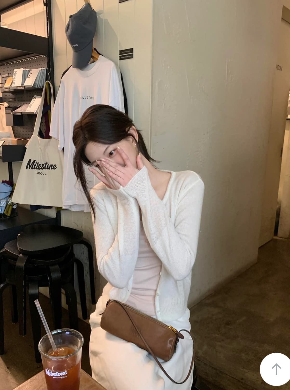 당일배송/새상품) 제니오 벨라 7부 버튼티 핑크베이지 상품이미지2