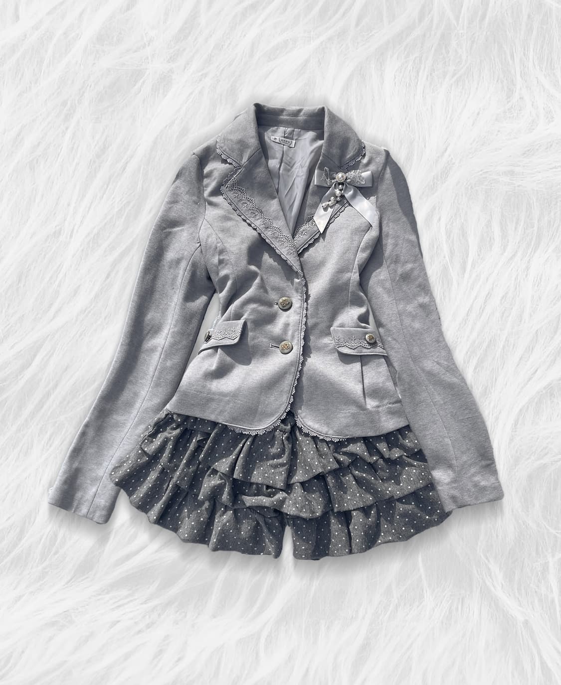 Axes femme jacket 엑시즈팜 그레이 브로치 자켓+팬츠 상품이미지1