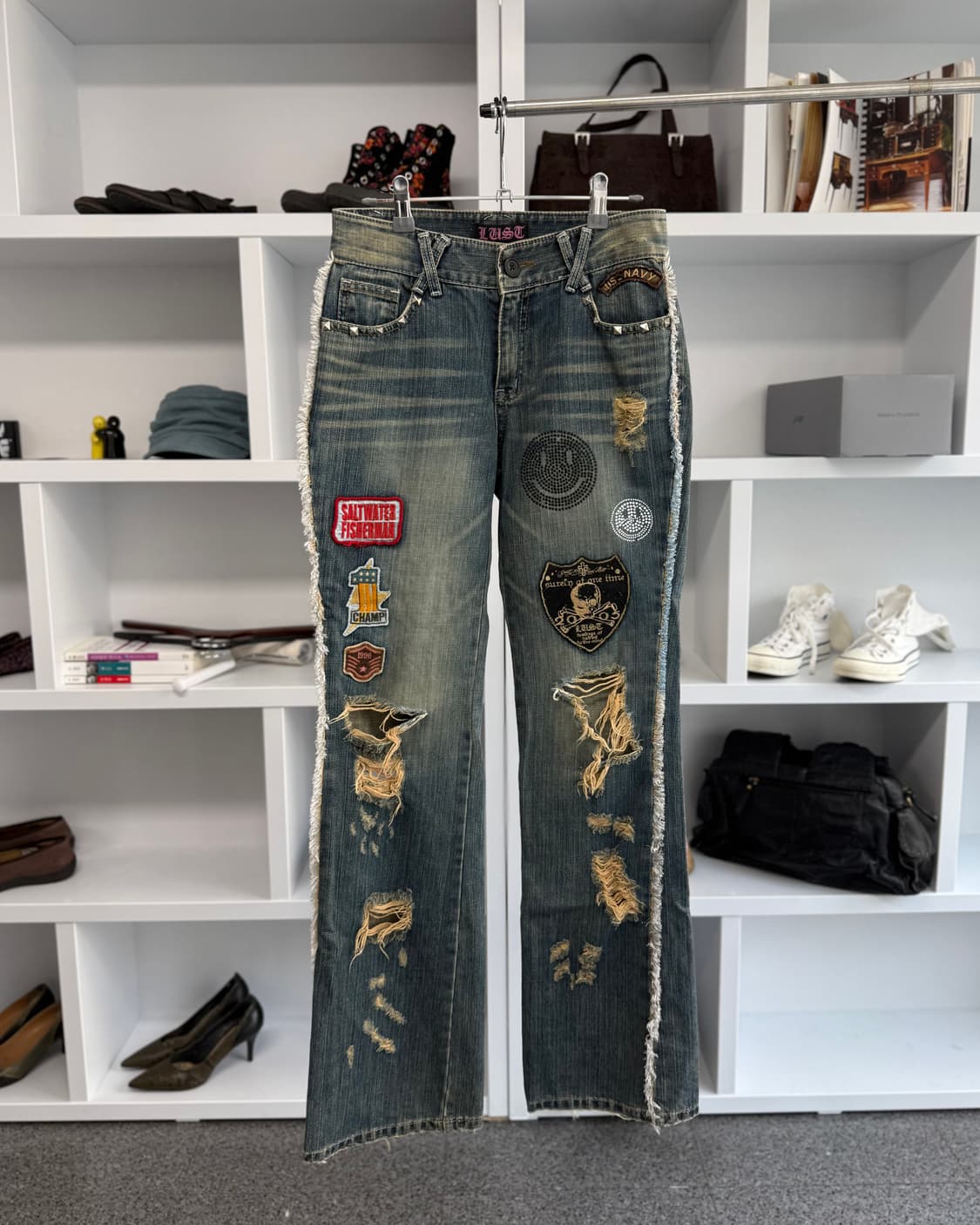 lust 펑크 패치 데님 팬츠 상품이미지1