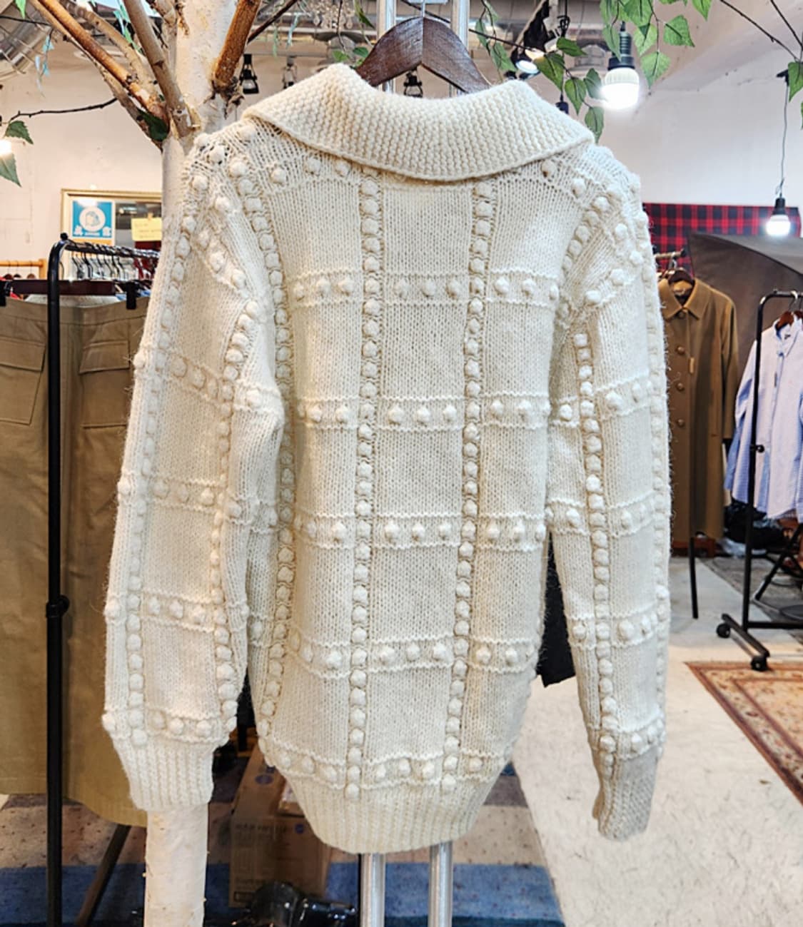 Northern country 아이보리 울 폼폼 투 버튼 빈티지 스웨터 상품이미지7