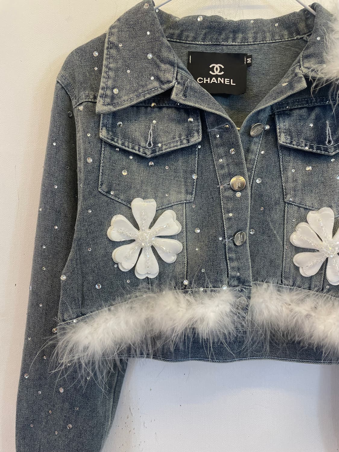 희귀템 플라워 큐빅 데님자켓 청자켓 숏자켓 크롭자켓 상품이미지4