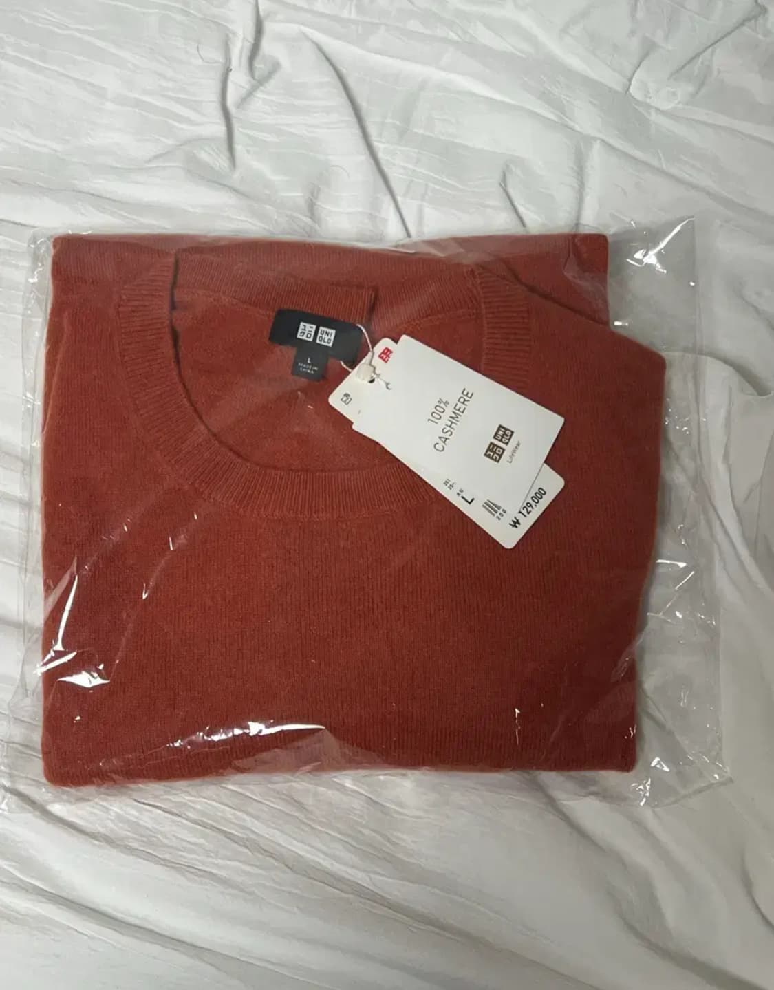 유니클로 캐시미어100 니트 오렌지 L 새상품 상품이미지1