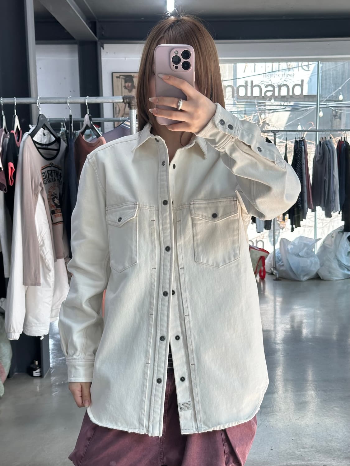 디젤 코튼 웨스턴 셔츠 화이트 상품이미지2