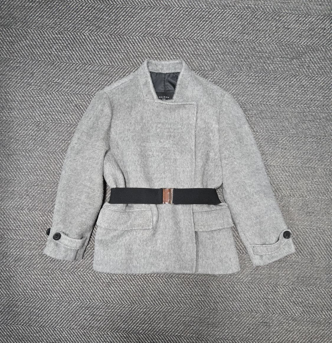 메종드메이어 벨티드 자켓 그레이 수리알파카 50%43% 자켓 상품이미지3