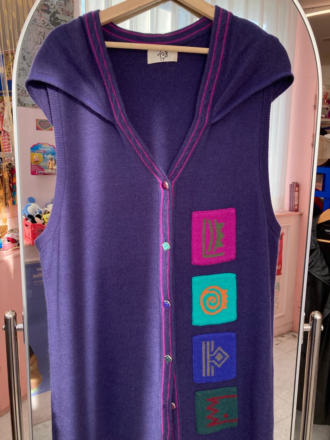 네이비 패치 후디 롱 가디건 상품이미지3