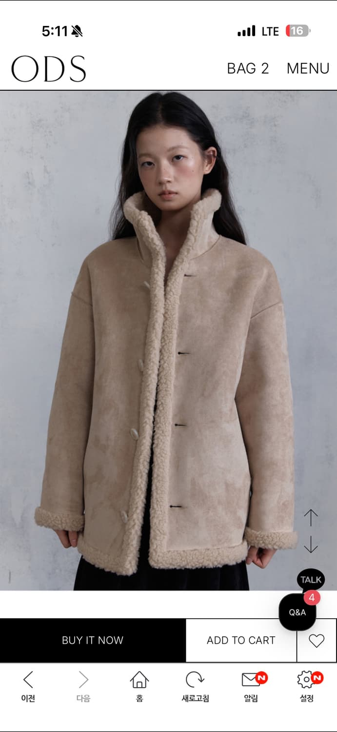 오디에스 리버시블 시어링 코트 무스탕  상품이미지2