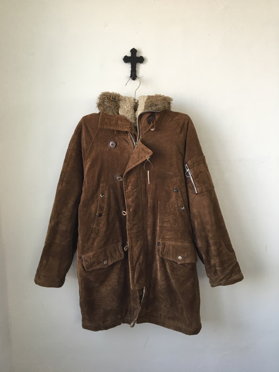 Fake fur hood corduroy jacket 상품이미지2