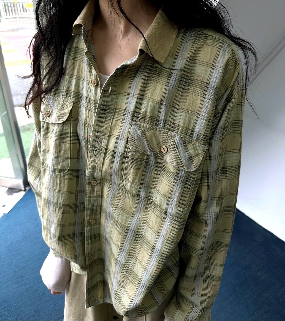 Light cotton wide silhouette check shirt 상품이미지8