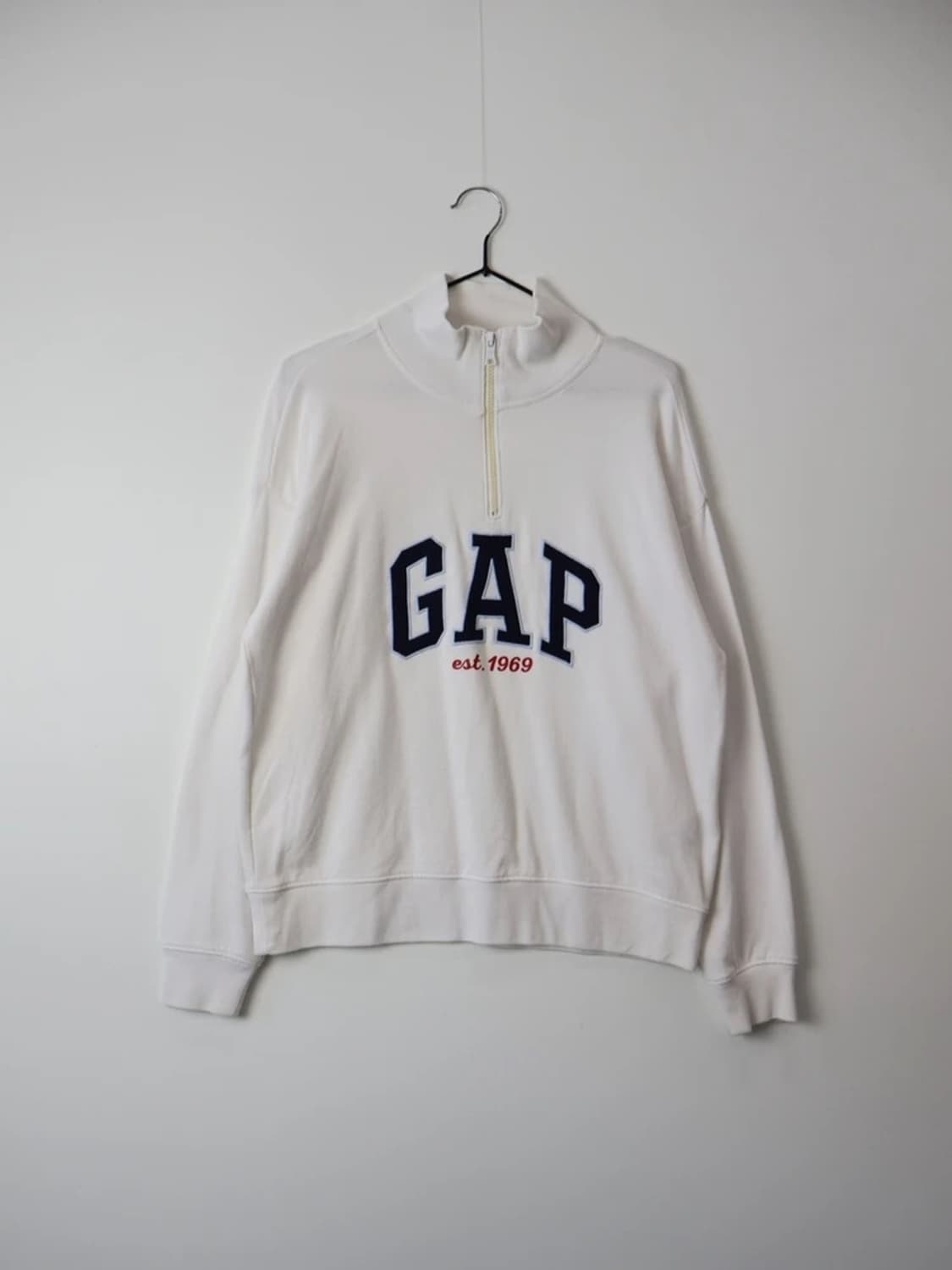 GAP Logo Half Zip Sweatshirt White 상품이미지3