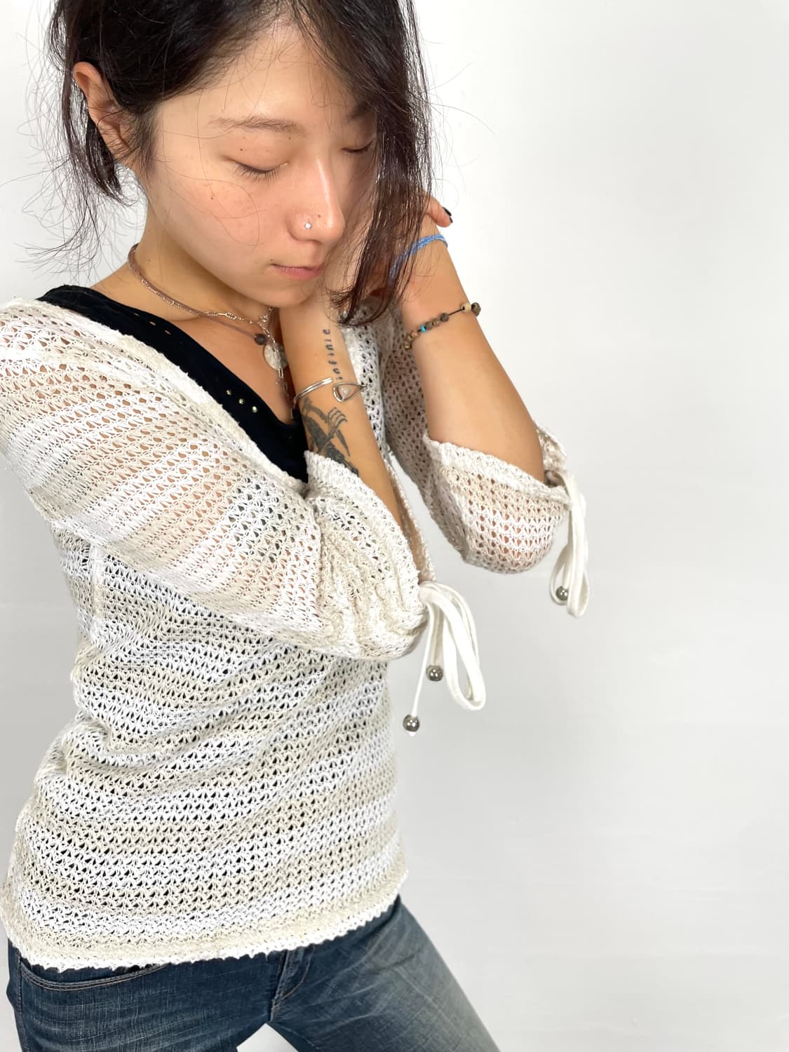 vintage stripe crochet knit 상품이미지1