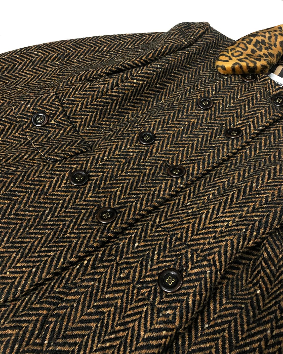 MOSCHINO 더블버튼 헤링본 반코트 (카라 탈부착 가능) 상품이미지10