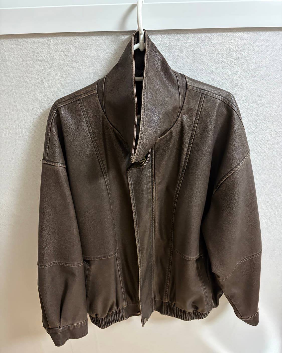 레이디 볼륨  VINTAGE COATING LEATHER JACKET 상품이미지4