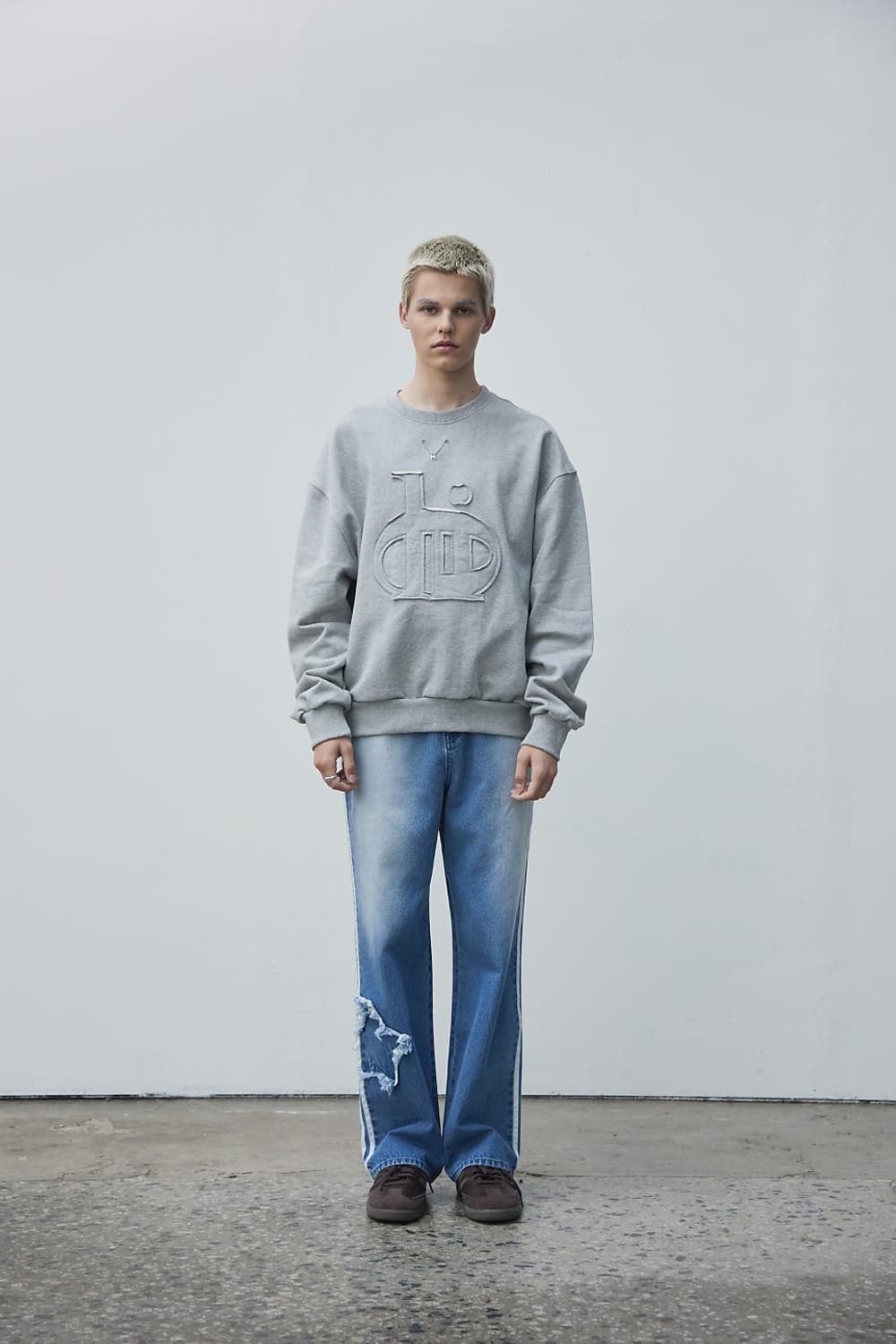 HEIM 헤임 아일렛 빅 로고 스웨트셔츠 멜란지그레이 M 상품이미지2