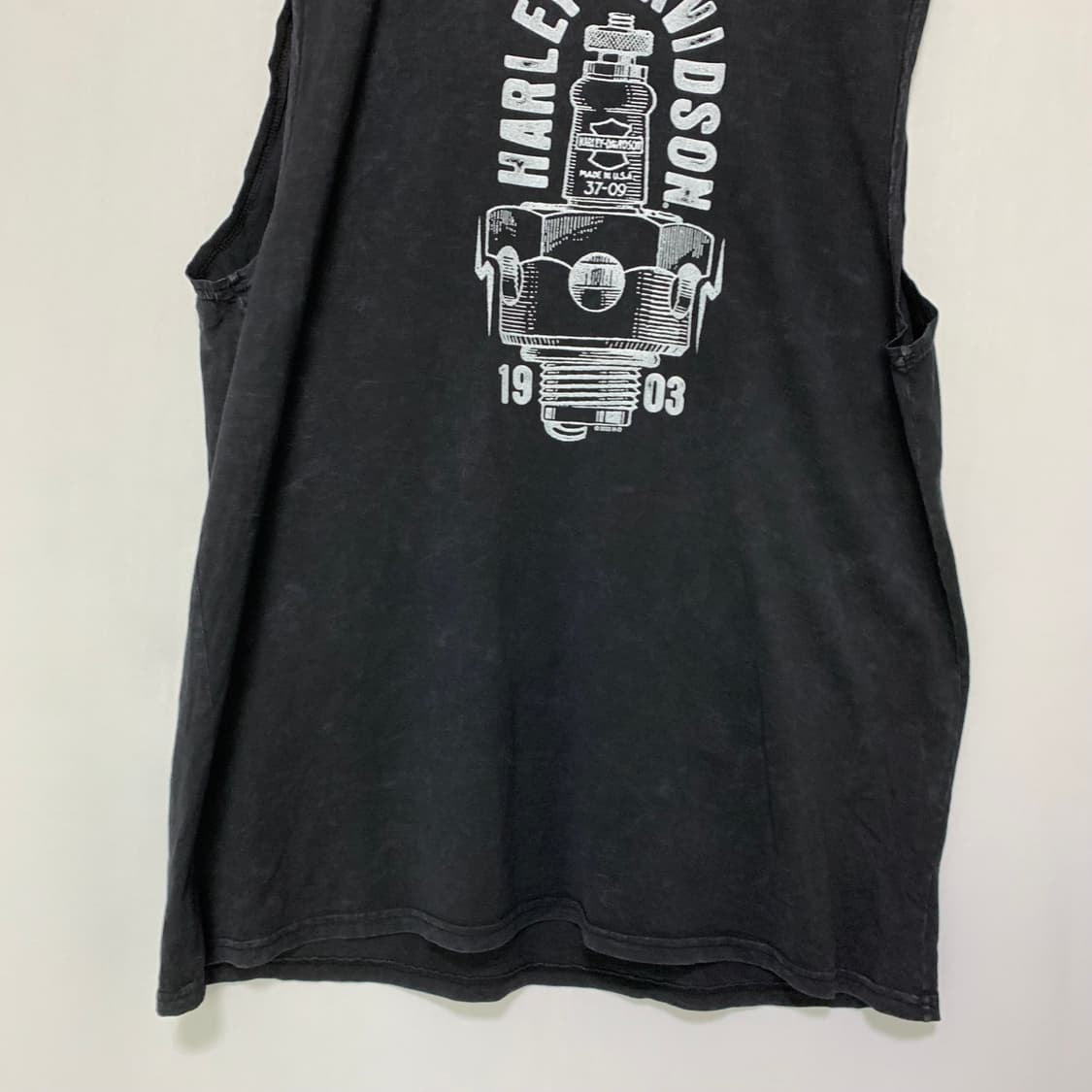 할리데이비슨 빈티지 프린팅 슬리브리스 나시 차콜 XL 남녀공용 상품이미지3