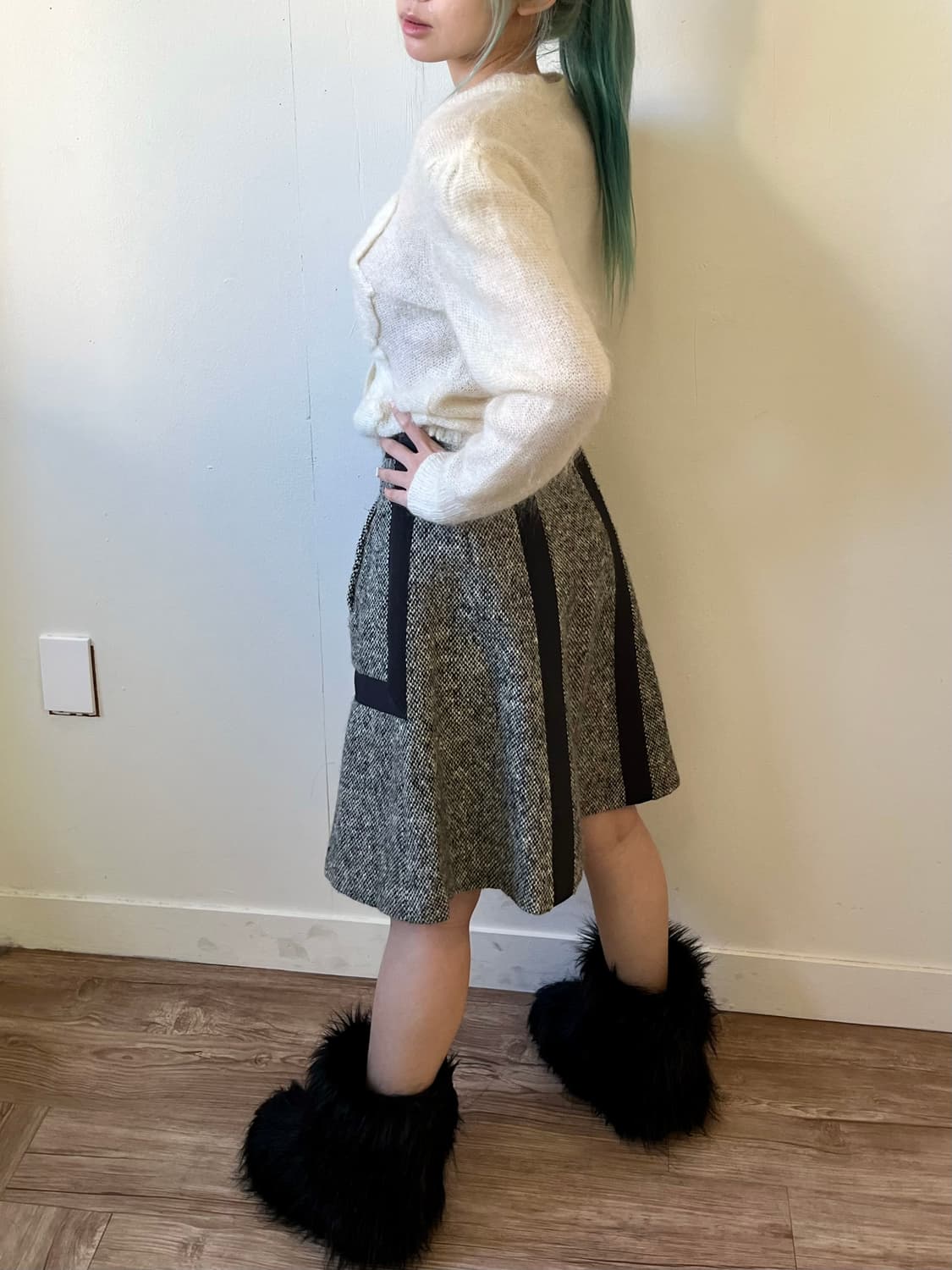 FILF’eE 셔링 패치 울 가디건 상품이미지8