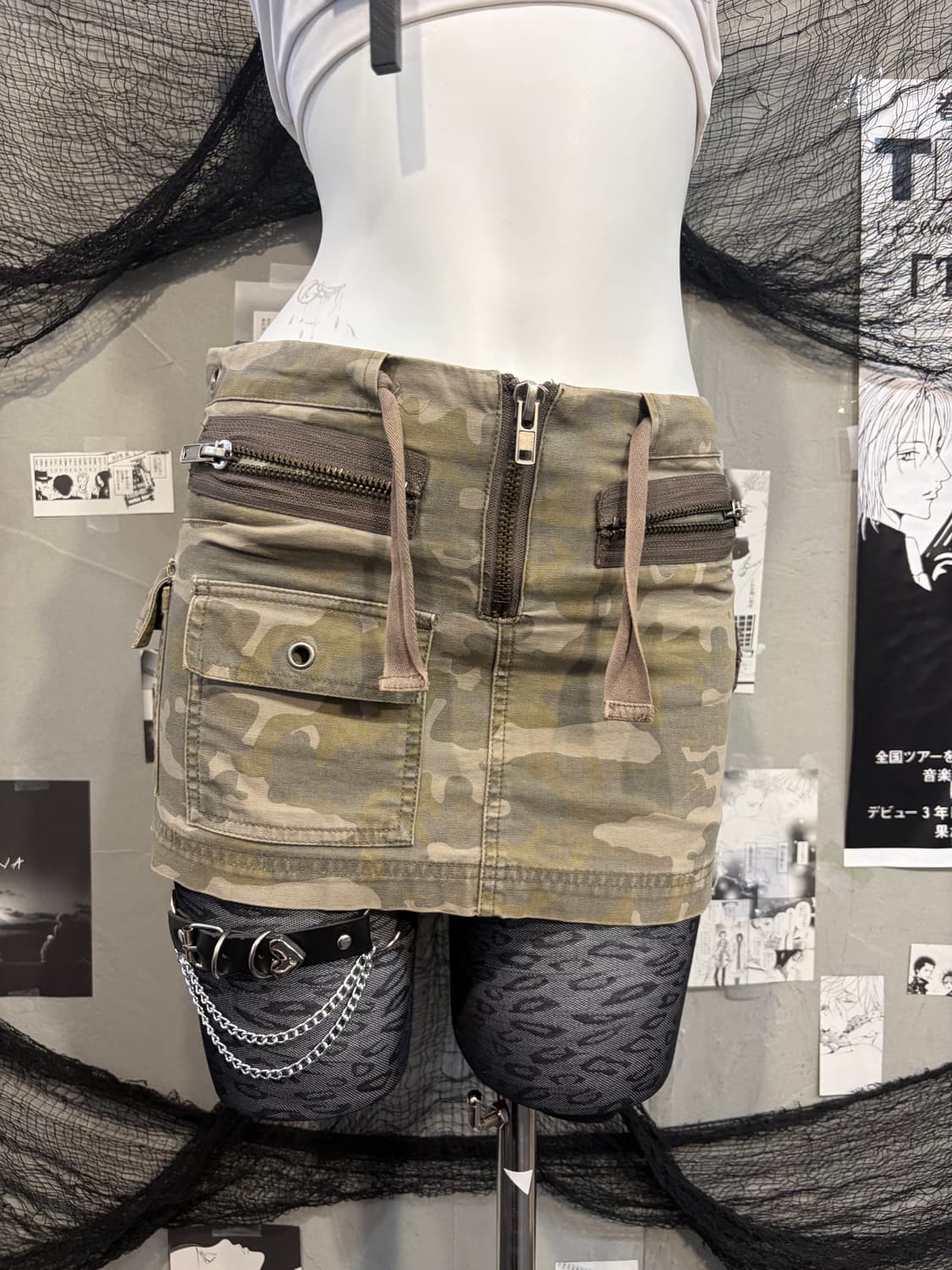 Grunge Camo Zip detail Cargo Skirt 상품이미지1