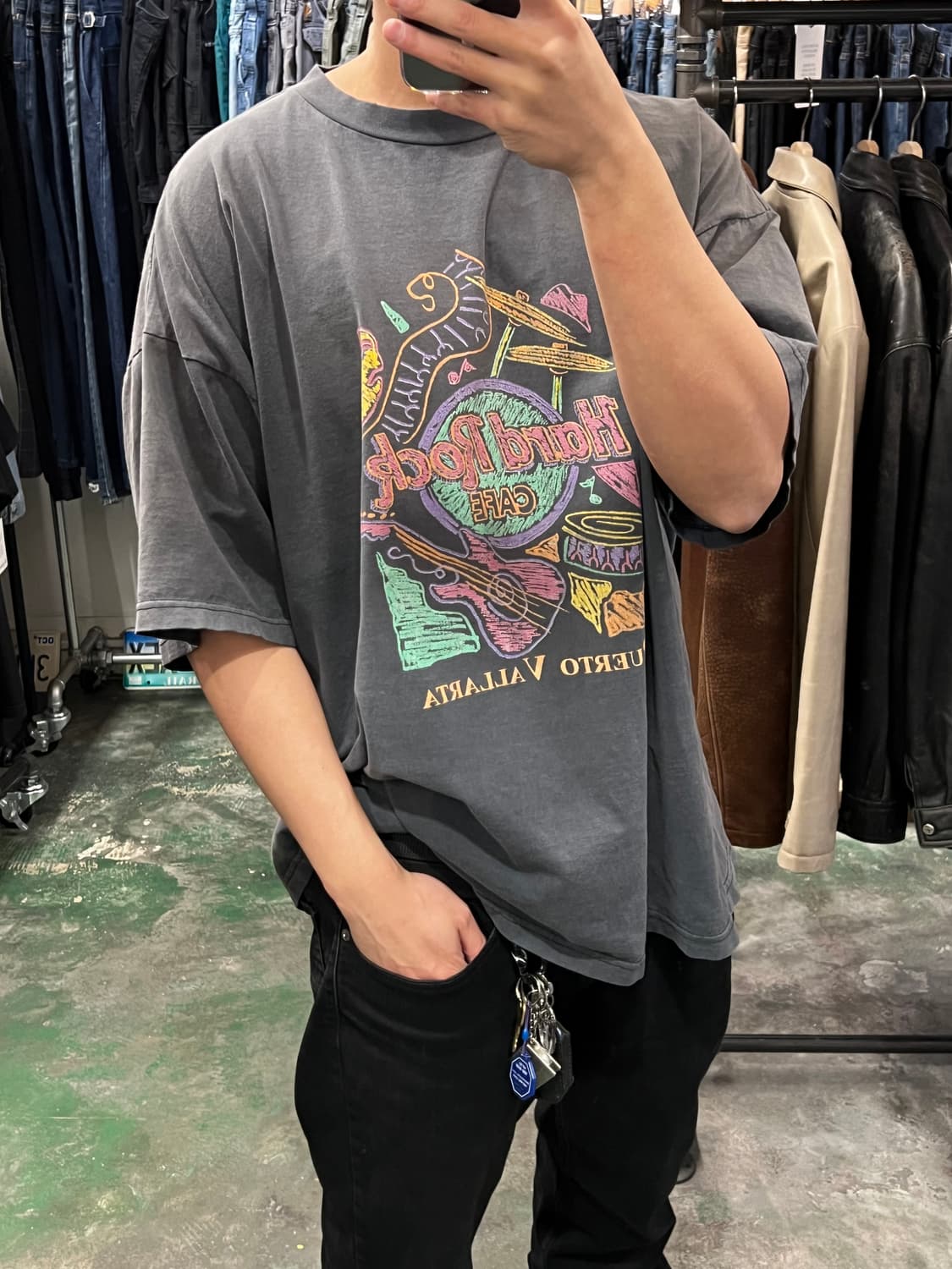 90s [2XL] 하드락카페 푸에르토 바야르타 빈티지 반팔 티셔츠 페이드 상품이미지2