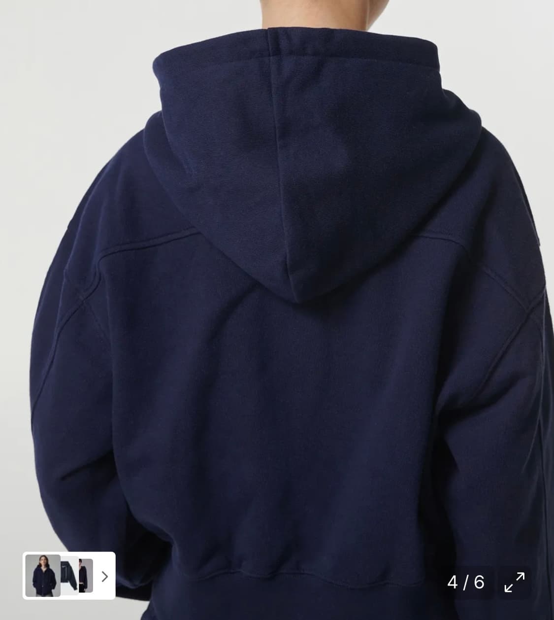 무신사 스탠다드 우먼 볼륨 크롭 후드집업 네이비 M 상품이미지3